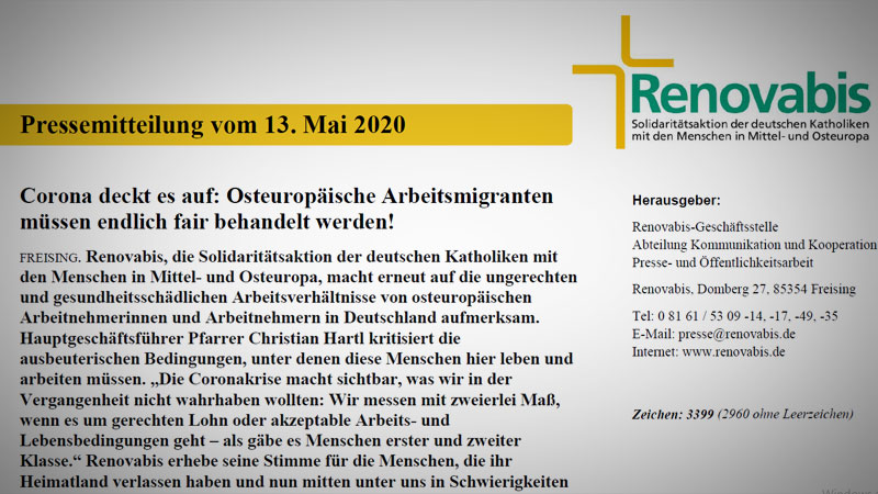 Renovabis: Osteuropäische Arbeiter oft zweitklassig behandelt