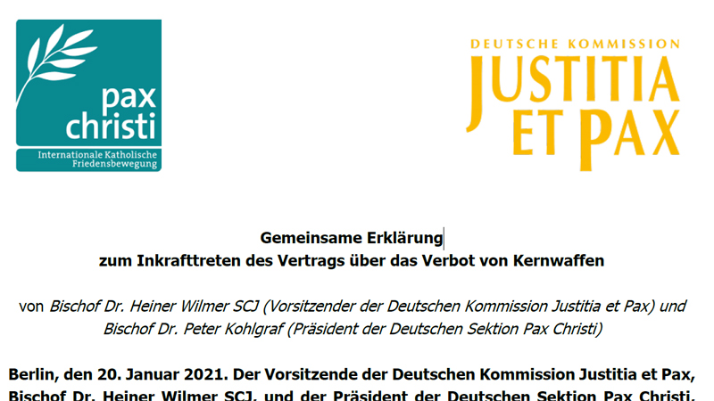 Bischöfe begrüßen Atomwaffenverbotsvertrag