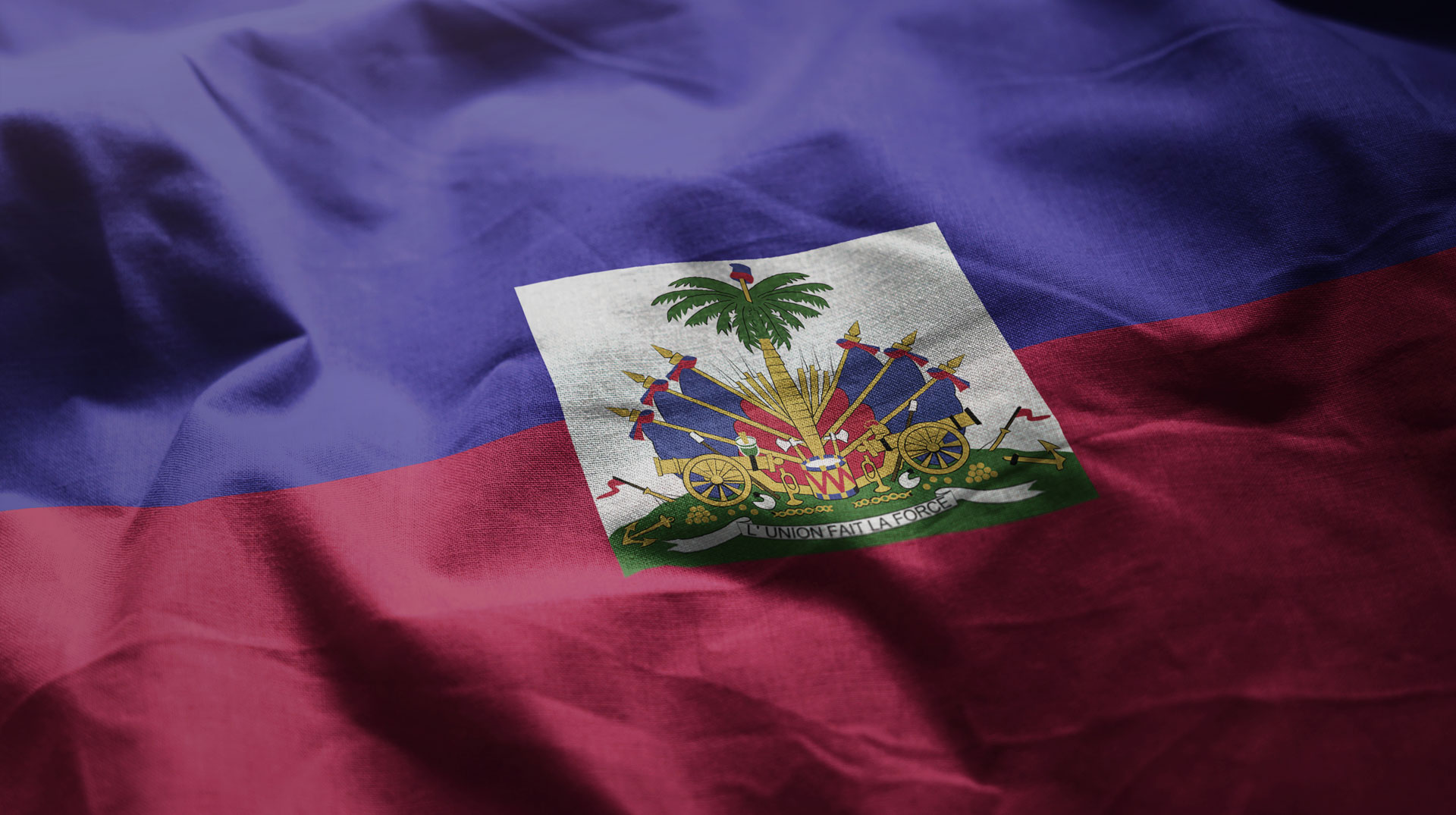Haiti Flag Rumpled Close Up, Flagge, Fahne, Symbolbild Haiti