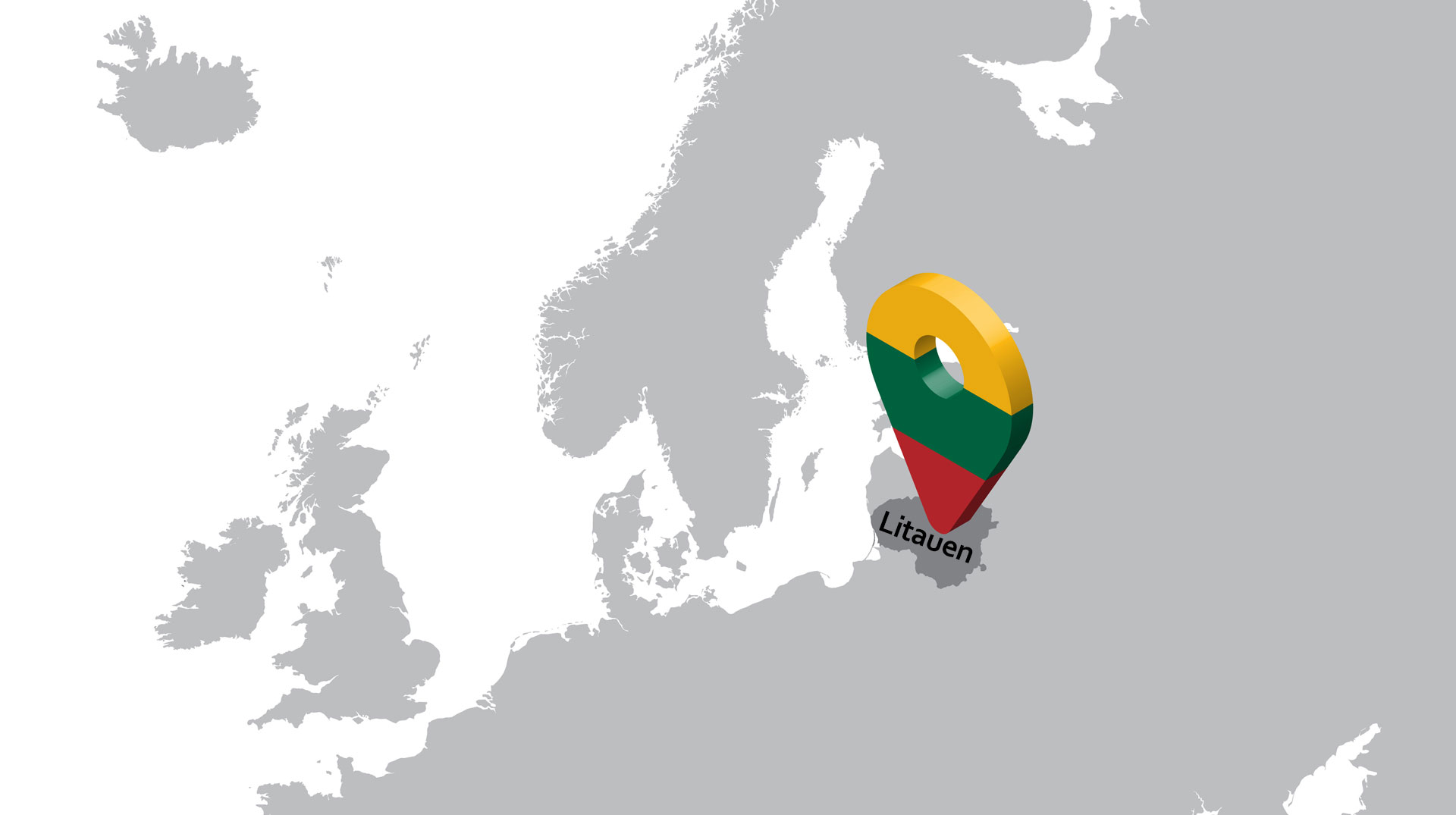 Litauen als Marker auf der Europakarte