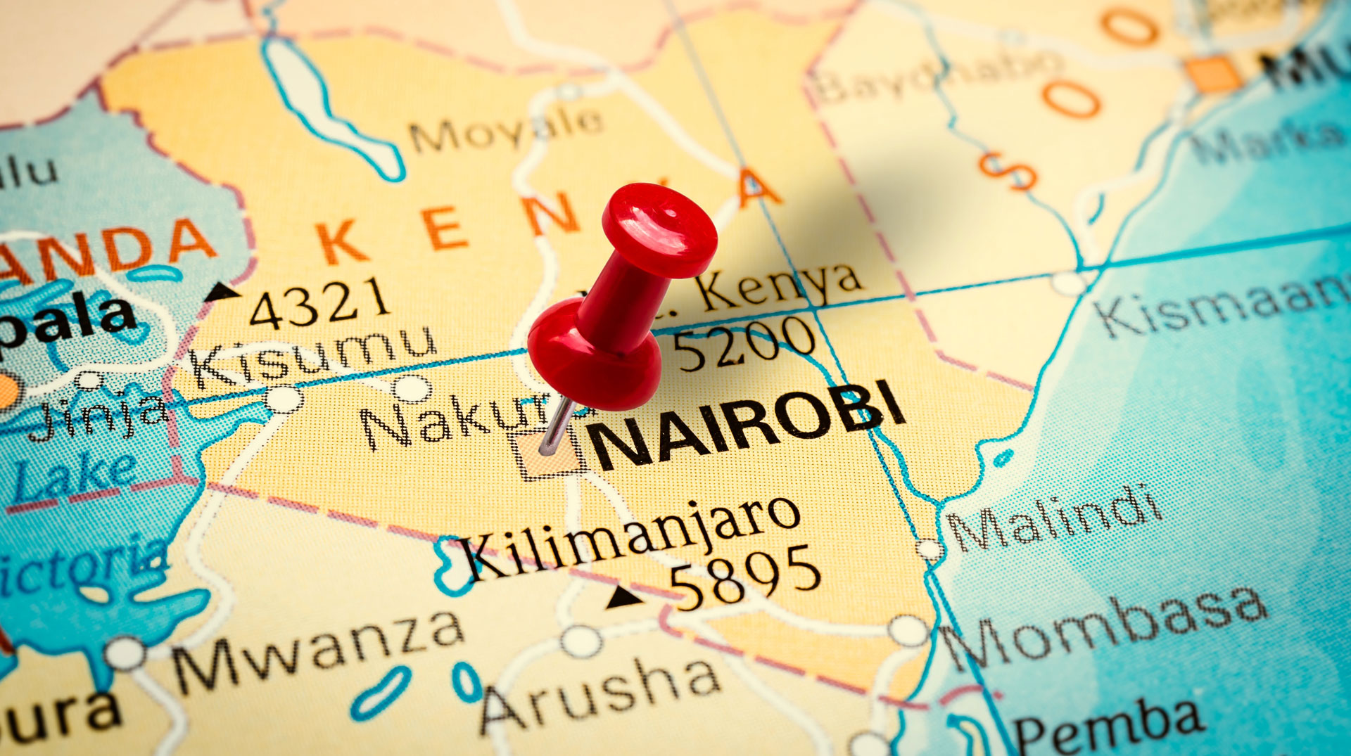 Landkarte Kenia mit Pin auf Nairobi