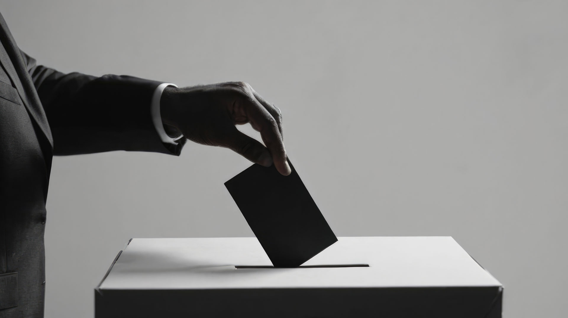 Eine Hand wirft einen Stimmzettel in eine Wahlurne