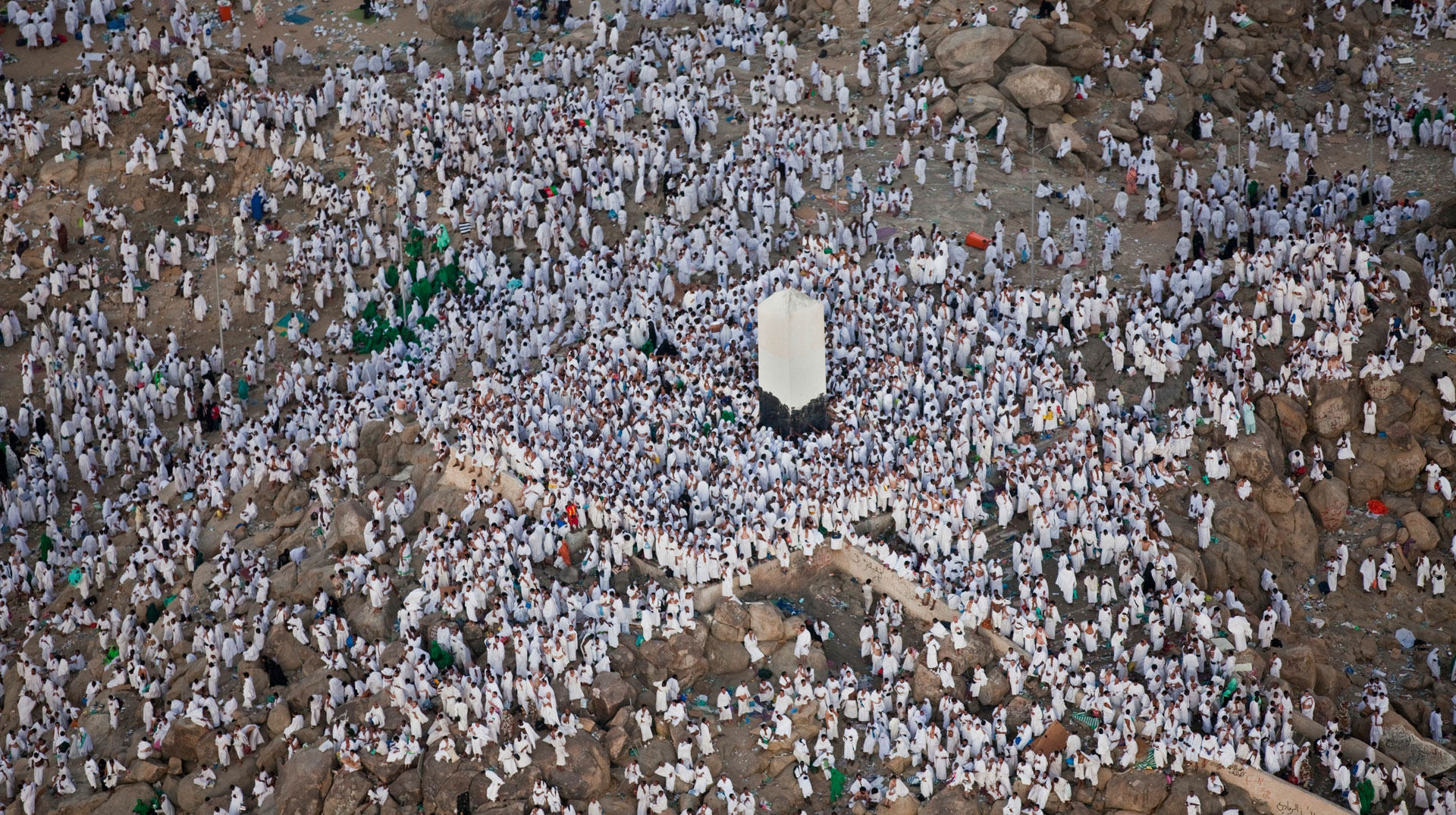  Pilgrims gather at Mount Rahma (Mercy) in the Arafat area, Saudi Arabia. 
