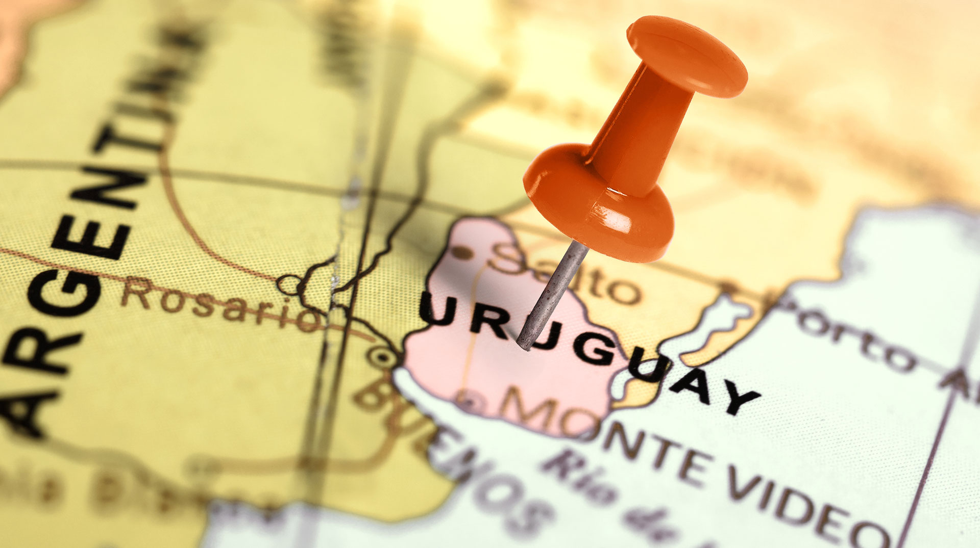 Location Uruguay. Red pin on the map.