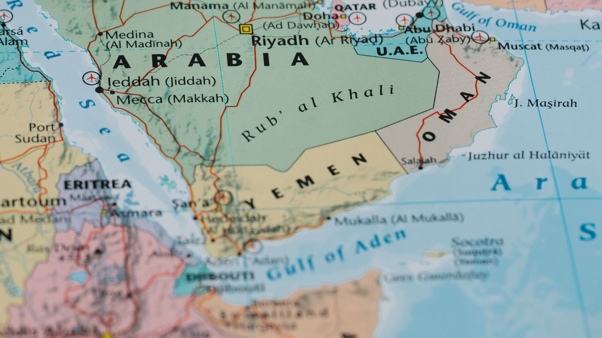 Landkarte mit Jemen und Oman
