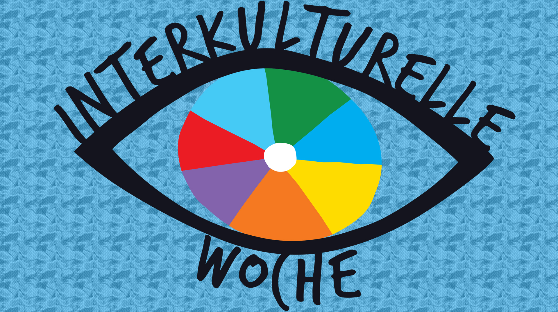 Logo Interkulturelle Woche 2022: Augenform mit bunter Iris