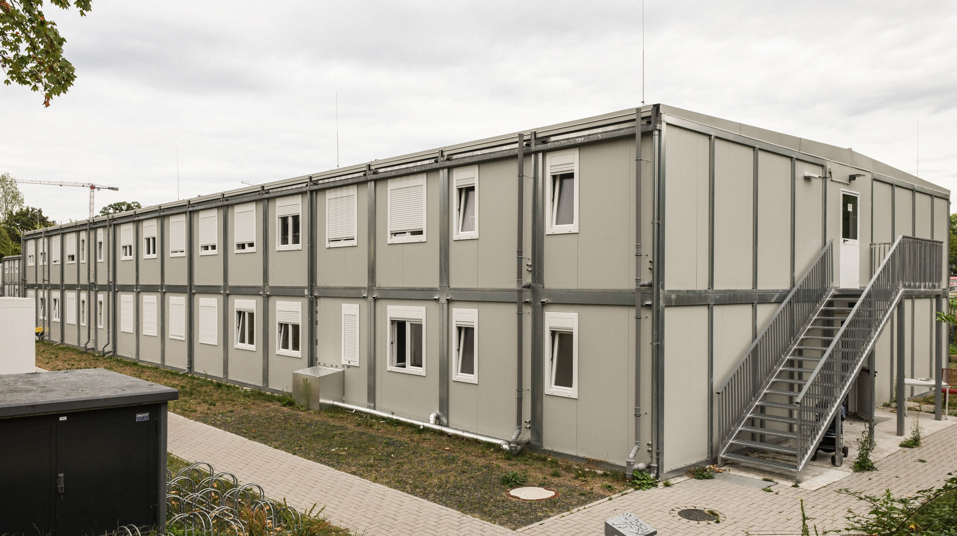 Wohncontainer als provisorische Unterkunft für Geflüchtete
