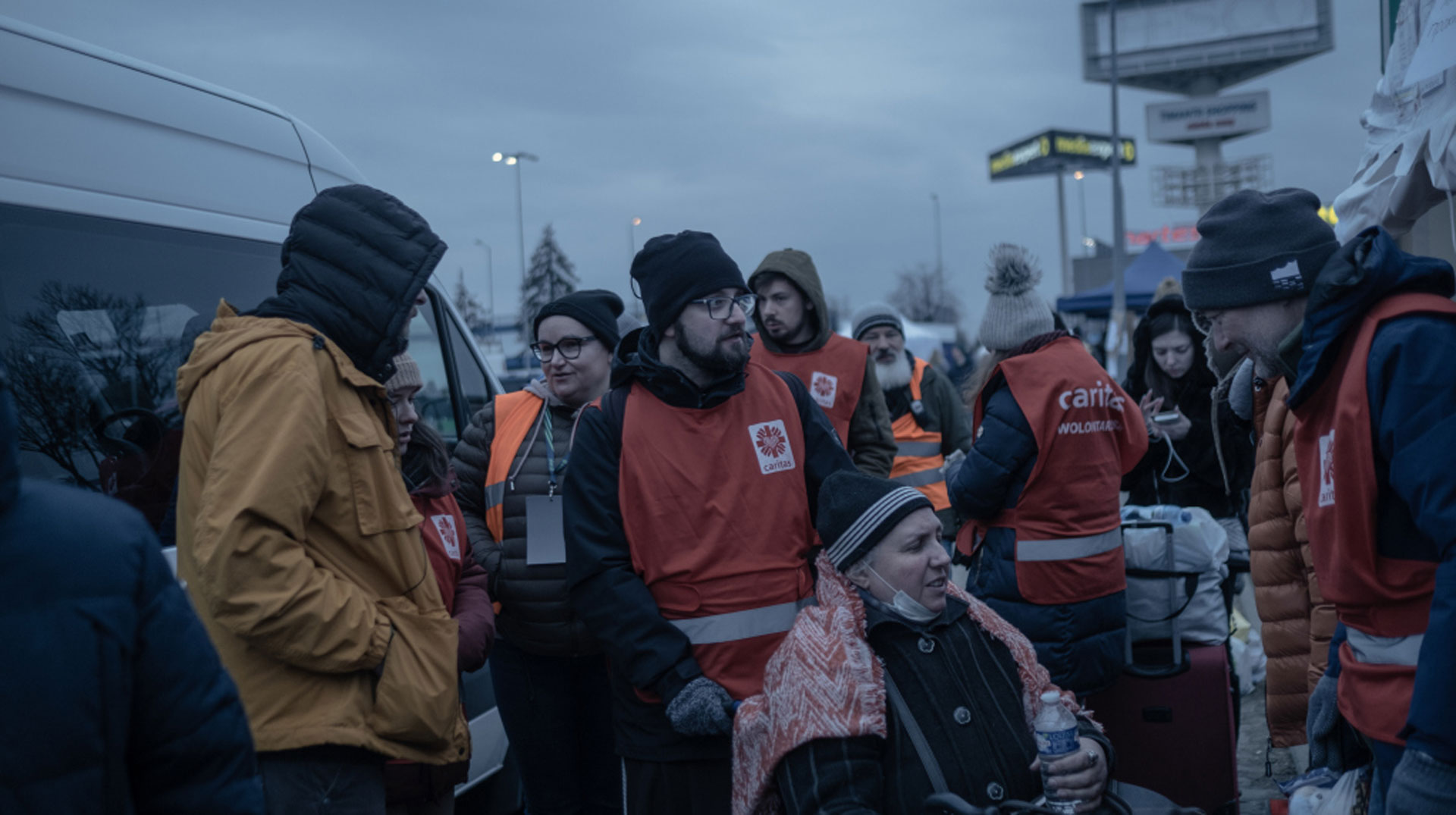 Caritas-Mitarbeitende an der ukrainischen Grenze