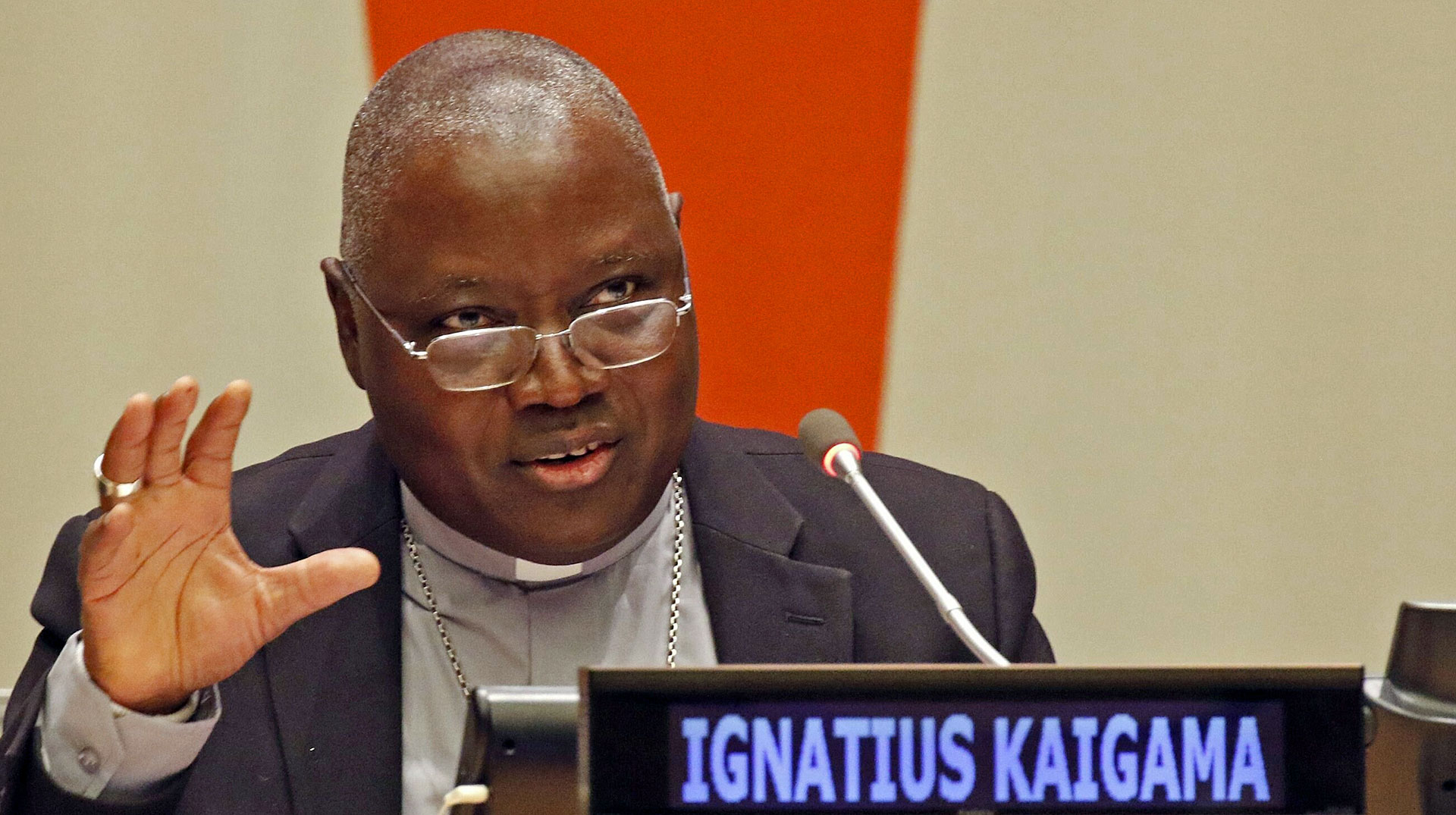 Ignatius Ayau Kaigama, Erzbischof aus Nigeria, spricht vor den Vereinten Nationen (United Nations) am 1. März 2019 in New York (USA).