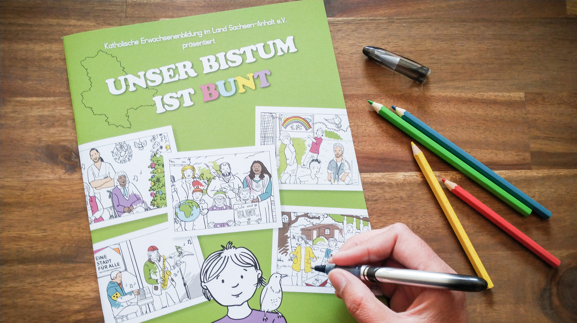 Malbuch Unser Bistum ist bunt der Katholischen Erwachsenenbildung im Land Sachsen-Anhalt e.V.