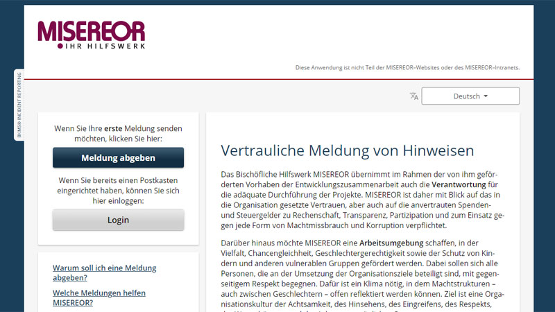 Hilfswerk Misereor richtet Beschwerdeportal ein