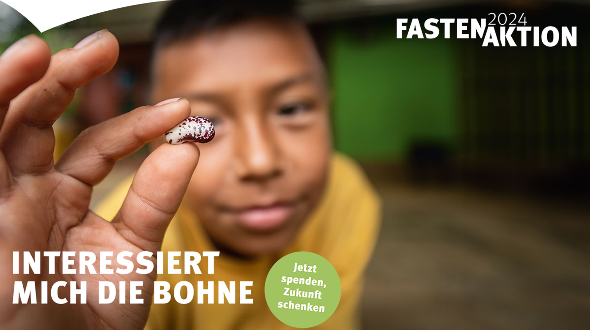 Interessiert mich die Bohne. Banner zur Misereor-Fastenaktion 2023.