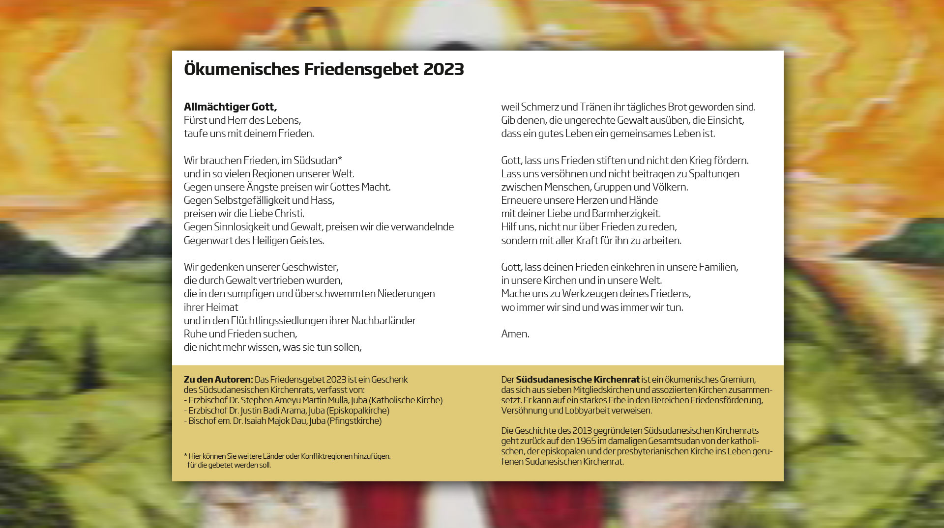 Ökumenisches Friedensgebet 2023