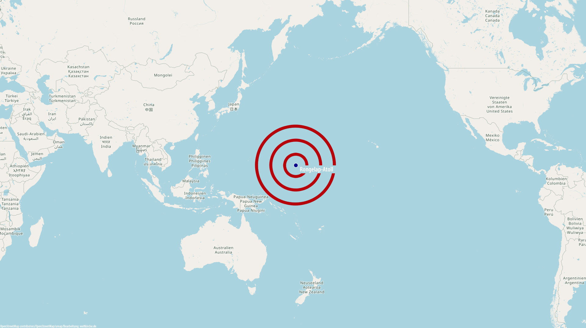 Besonders betroffen von den US-Atomtests: Die Bewohner des Rongelap-Atolls im Pazifik