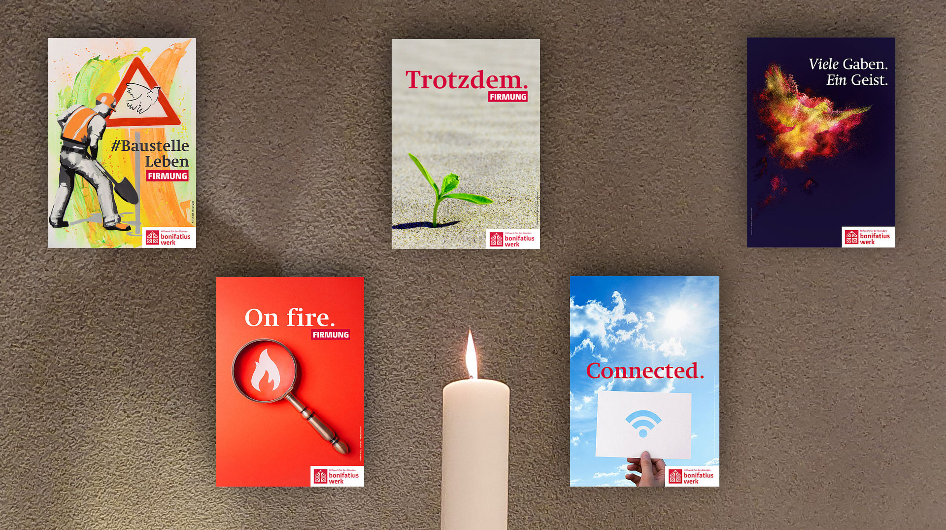 Bunt gestaltete Cover vergangener Firmaktionen im Überblick