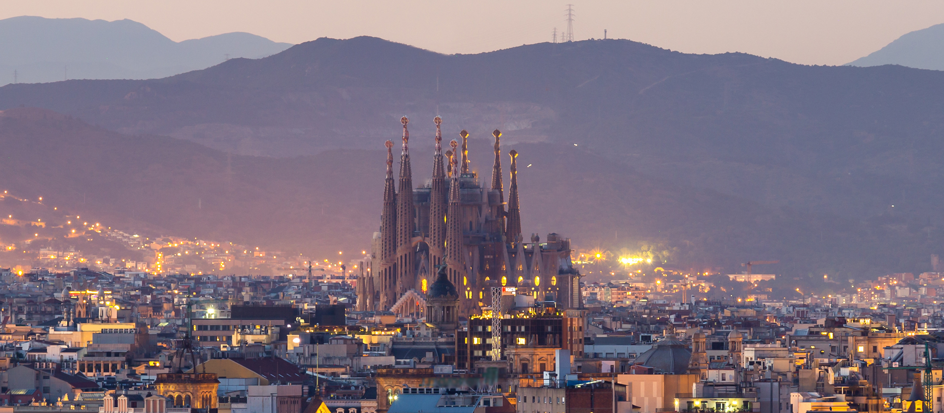 The Sagrada Familia in the twilight
