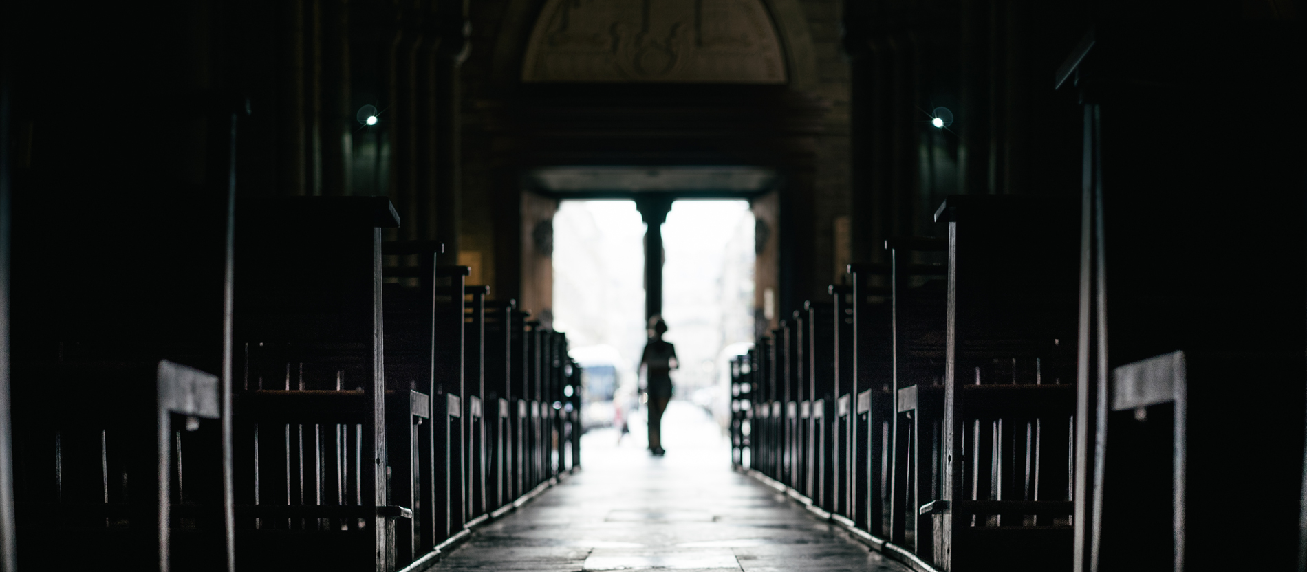 Woman leaving a church