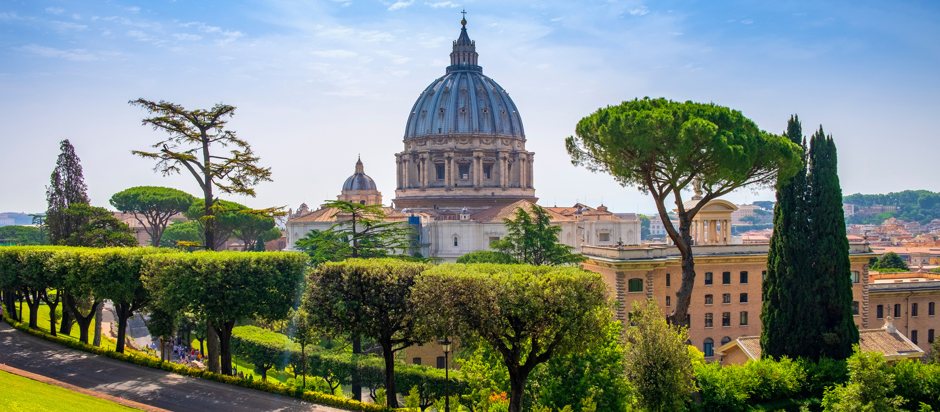 Vatican Gardens with St Peter's Basilica