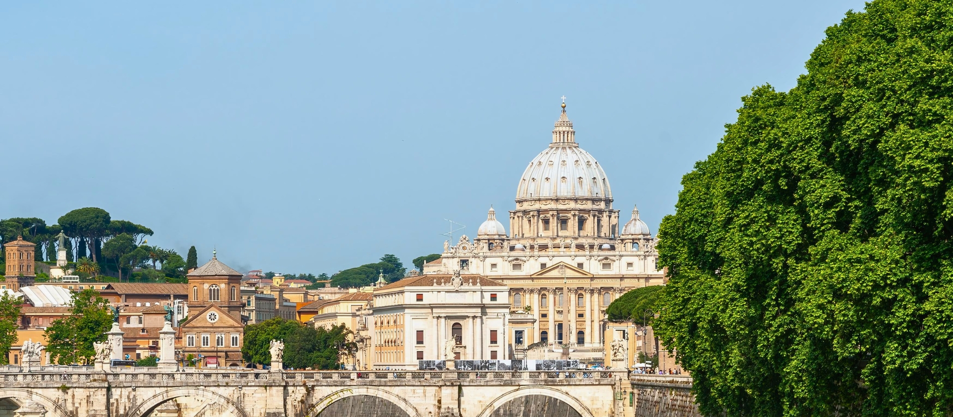 View across the Tiber to St Peter's Basilica