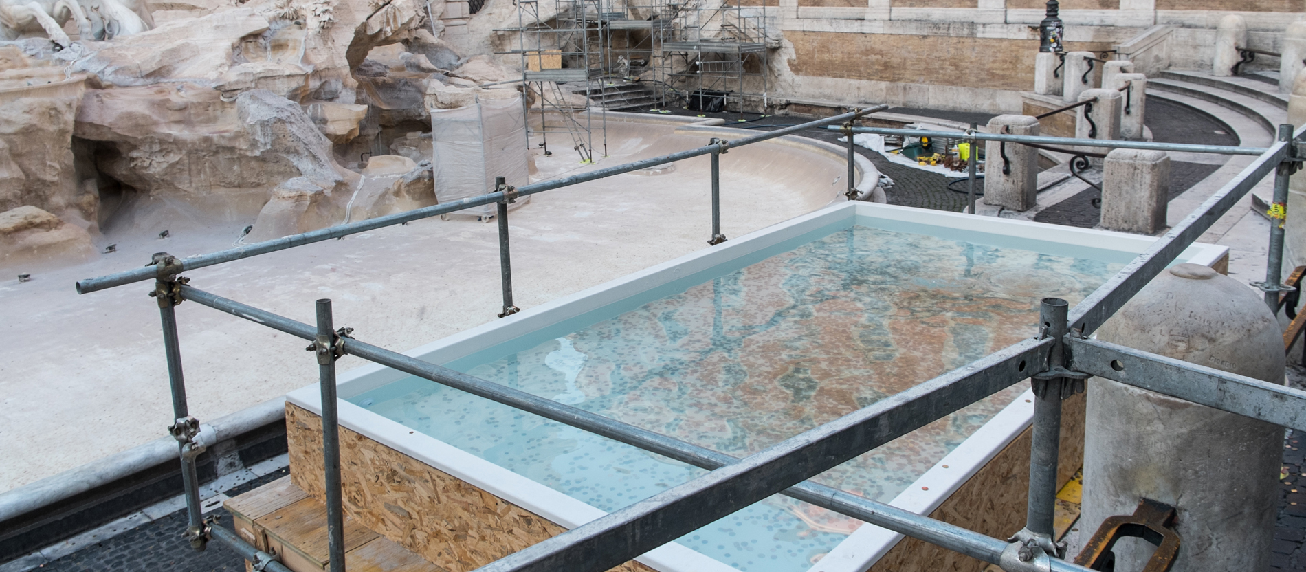 Work on the Trevi Fountain