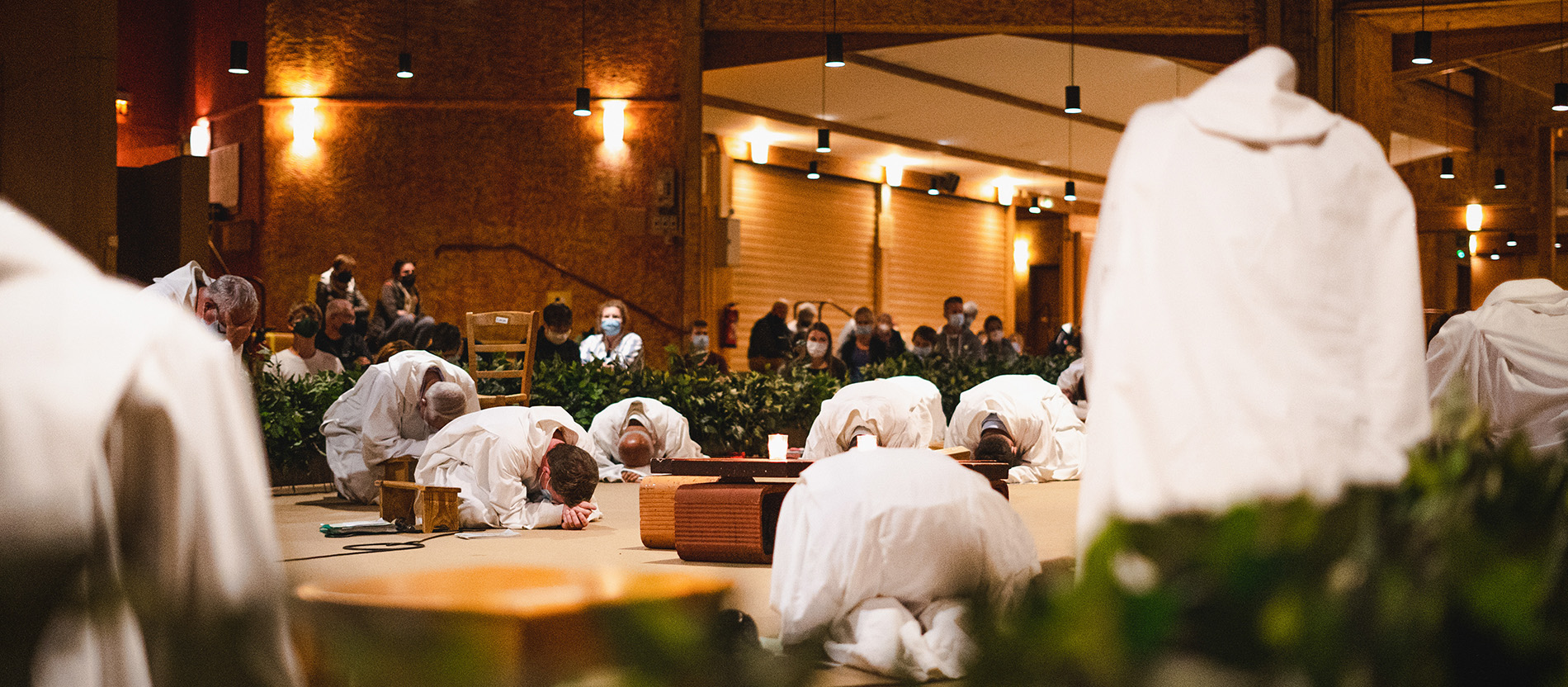 Brothers of the Taizé Community at prayer in the Church of Reconciliation