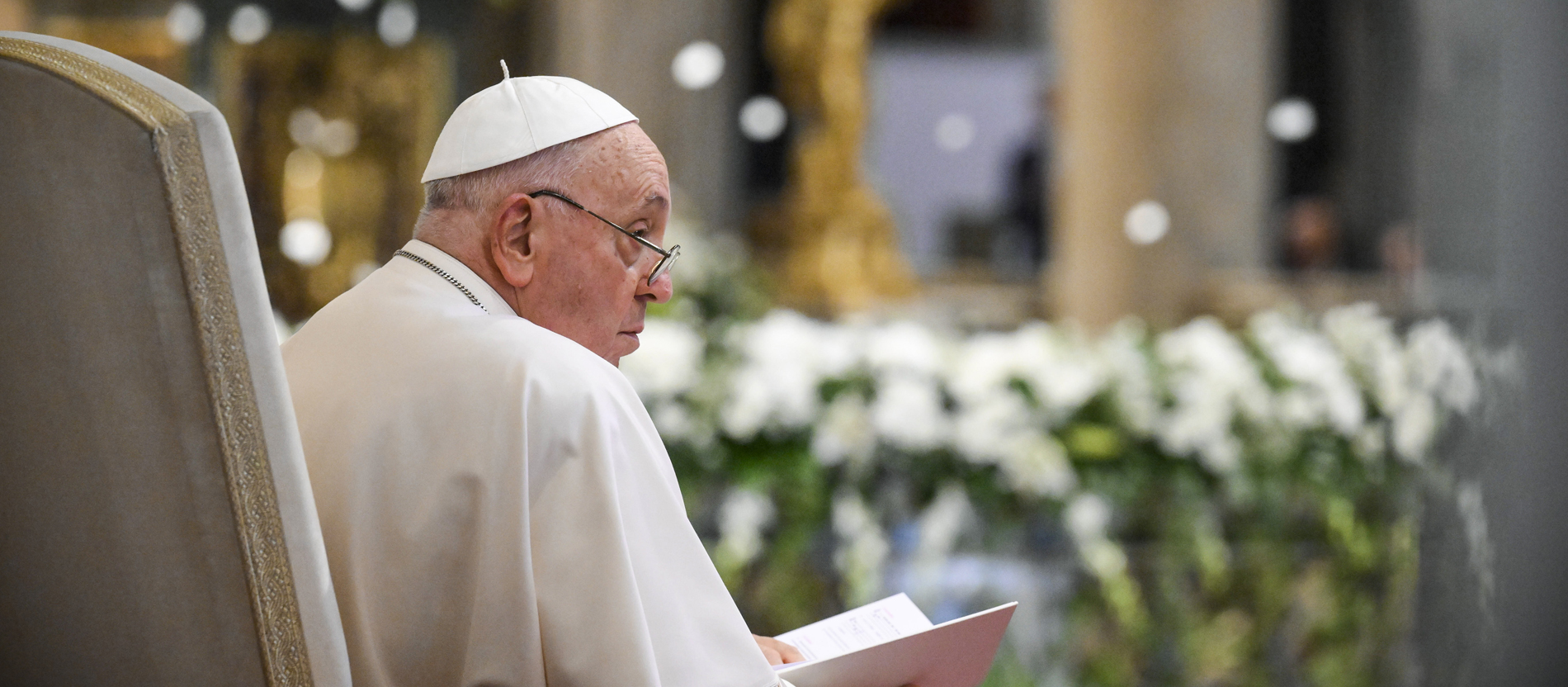Pope Francis at the service on the consecration day of the Basilica of Santa Maria Maggiore