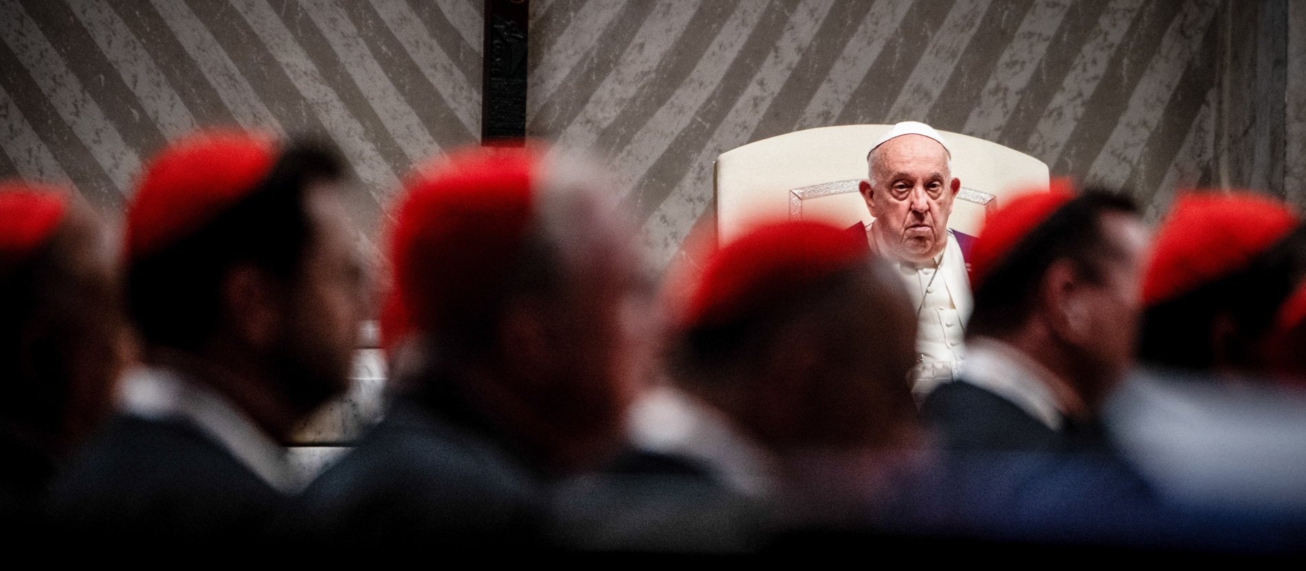 Pope Francis addressing bishops at a vigil to mark the opening of the final phase of the World Synod