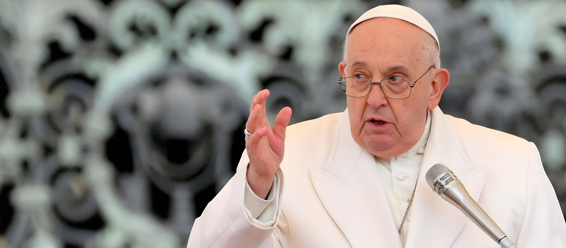 Pope Francis gives a speech